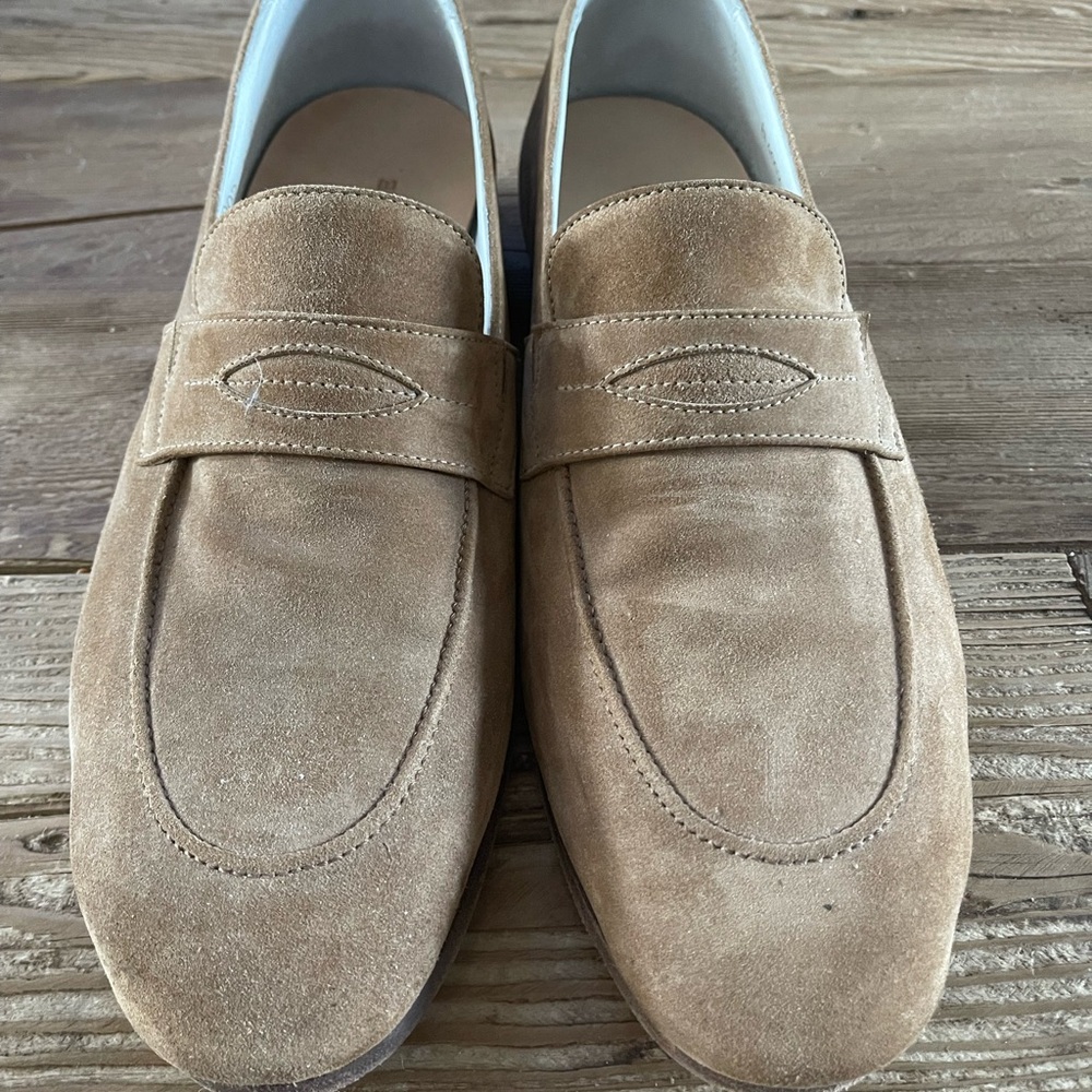 Men’s Lucchese Tan Suede Loafers Slip-Ons
